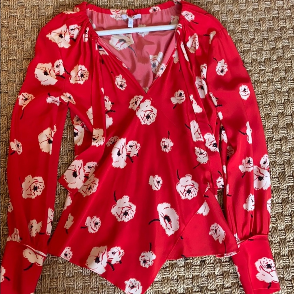 Derek Lam red and white blouse